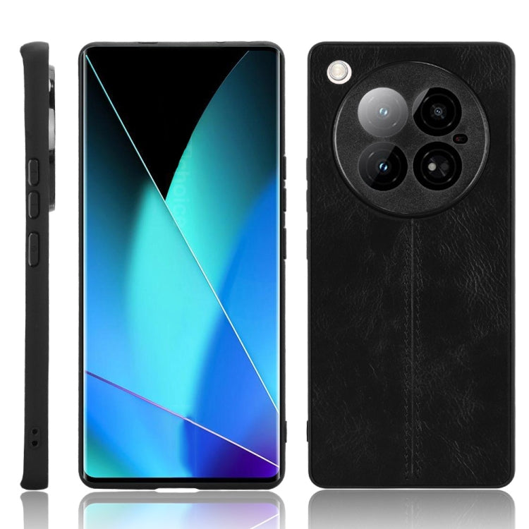 Funda para Teléfono Infinix Zero 40 4G Estampado de Vaca con Costura Trasera (Negra)