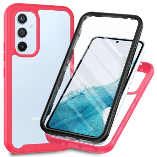 Funda Protectora para Samsung Galaxy A34 5G TPU PC Pet Transparente Dos Capas (Rojo Rosa)