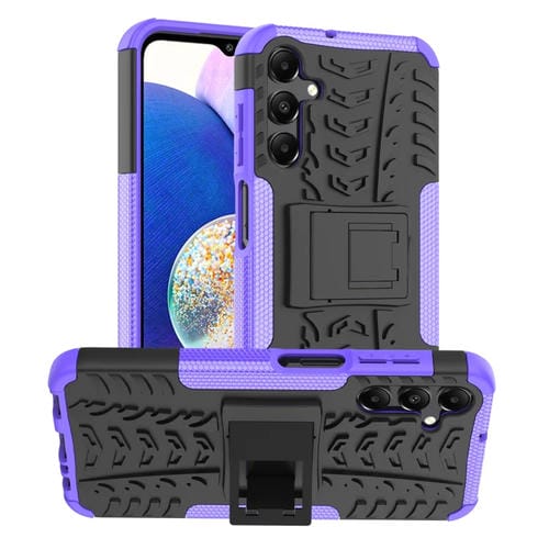 Funda para Teléfono Samsung Galaxy A15 Textura de Neumático TPU + PC con Soporte (Púrpura)