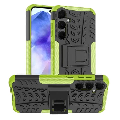 Funda para Samsung Galaxy A55 TPU Tire Texture + Soporte PC (Verde)
