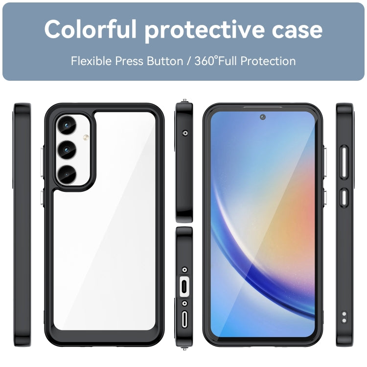 Caja de Teléfono Híbrida Acrílica TPU Samsung Galaxy A35 Serie Colorida (Negro)