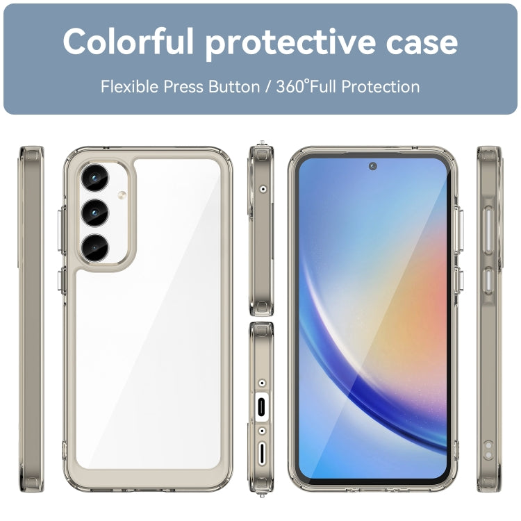 Caja de Teléfono Híbrida Acrílica TPU para Samsung Galaxy A55 Serie Colorida (Gris Transparente)