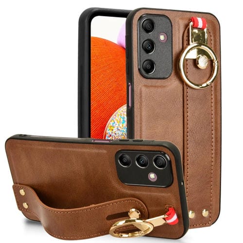 Funda Trasera para Samsung Galaxy A15 4G Cuero con Pulsera (Marrón)