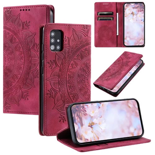 Funda para Samsung Galaxy A51 / M40S 4G Totem Cuero Magnética En Relieve (Rojo)
