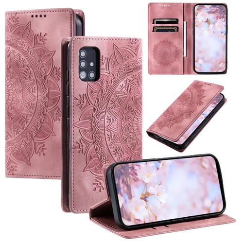 Funda para Samsung Galaxy A51 5G Totem Cuero Magnética En Relieve (Oro Rosa)