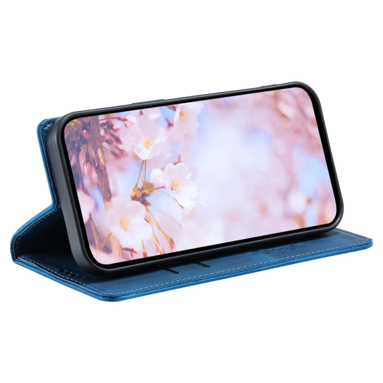 Estuche de Cuero Magnético Totem para Samsung Galaxy S10 en Relieve (Azul)