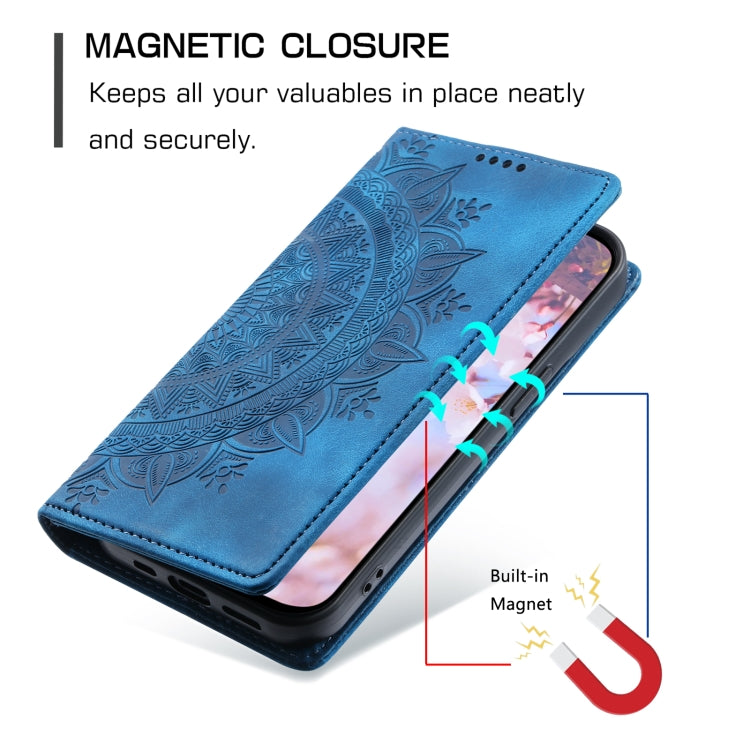 Estuche de Cuero Magnético Totem para Samsung Galaxy S10 en Relieve (Azul)