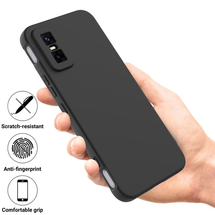Funda de silicona líquida de color sólido para Infinix GT 30 Pro, a prueba de caídas y cobertura total (negra)