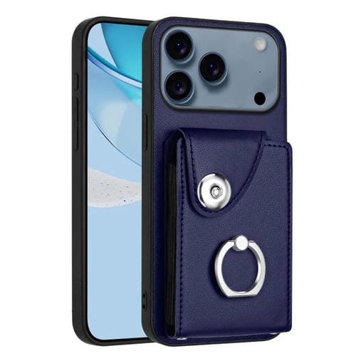 Funda para iPhone 17 Pro con tarjetero y anillo (azul)