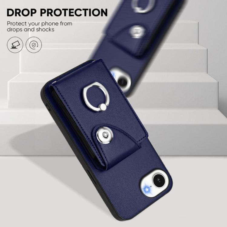 Funda para iPhone 16e con tarjetero y anillo (azul)