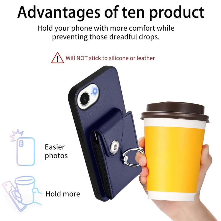 Funda para iPhone 16e con tarjetero y anillo (azul)