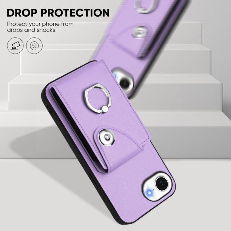 Funda para iPhone 16e con tarjetero y anillo (morado)
