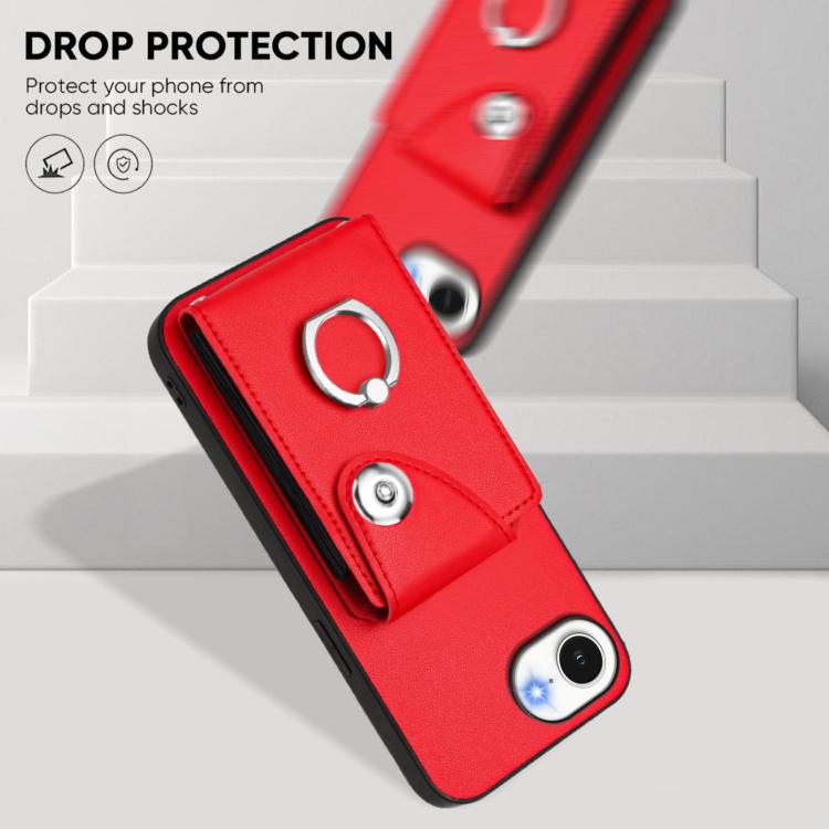 Funda para iPhone 16e con tarjetero y anillo (roja)