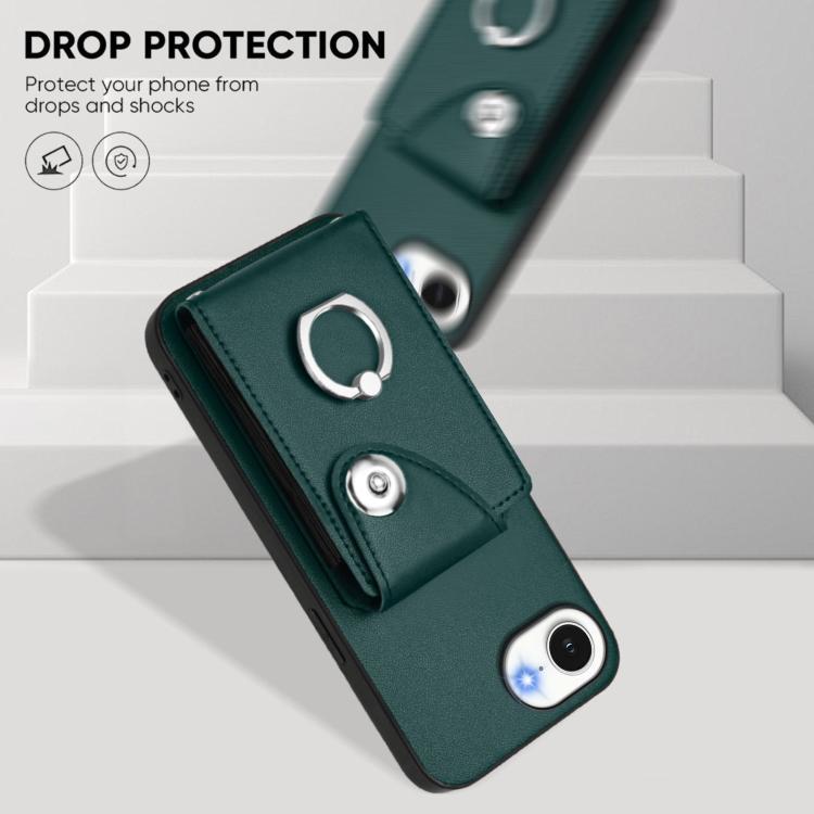 Funda para iPhone 16e con tarjetero y anillo (verde)