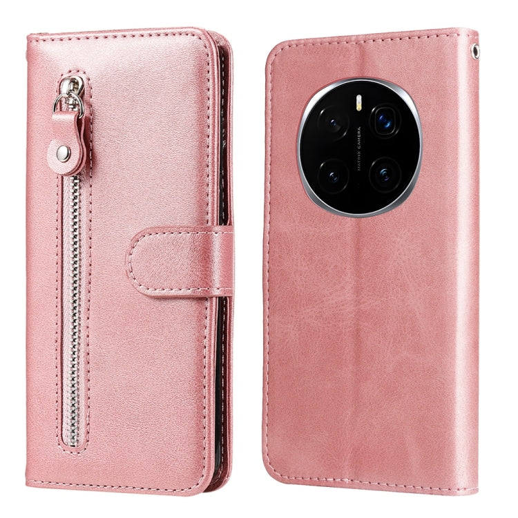 Funda de Piel con Textura de Becerro y Cremallera para Honor Magic7 Pro (Oro Rosa)