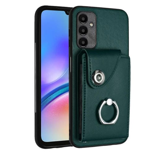Funda para Teléfono Samsung Galaxy A05S 4G PU con Soporte Anillo y Bolsa para Tarjeta (Verde)
