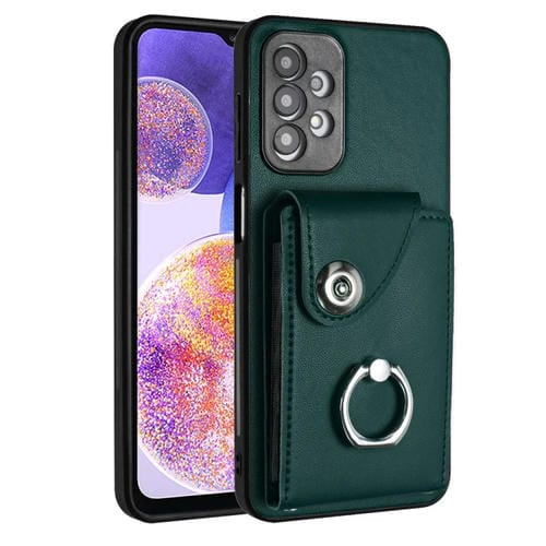 Funda para Teléfono Samsung Galaxy A23 Bolsa para Tarjeta Soporte para Anillo PU (Verde)