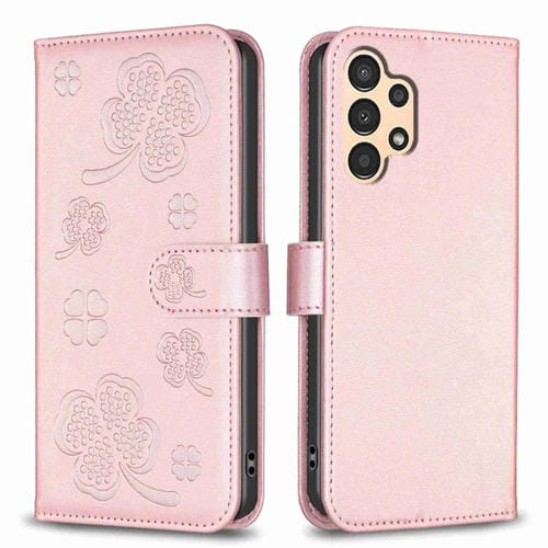 Funda para Samsung Galaxy A73 5G Cuero con Relieve de Cuatro Hojas (Rosa)