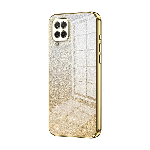 Estuche para Teléfono Samsung Galaxy A12 4G / 5G Galvanizado con Polvo de Brillo Degradado (Dorado)