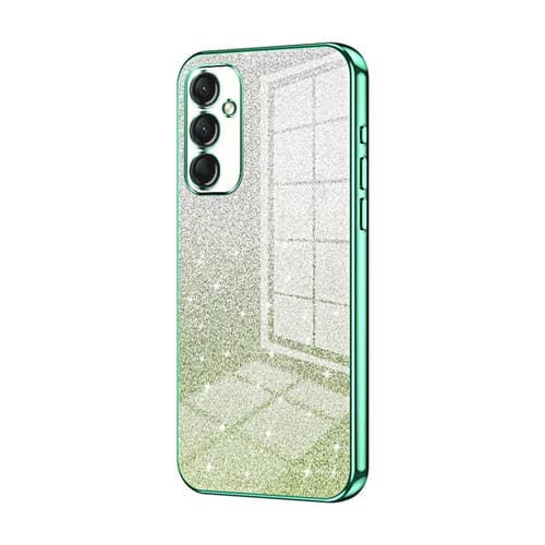 Estuche para Teléfono Samsung Galaxy A24 4G Galvanizado con Polvo de Brillo Degradado (Verde)