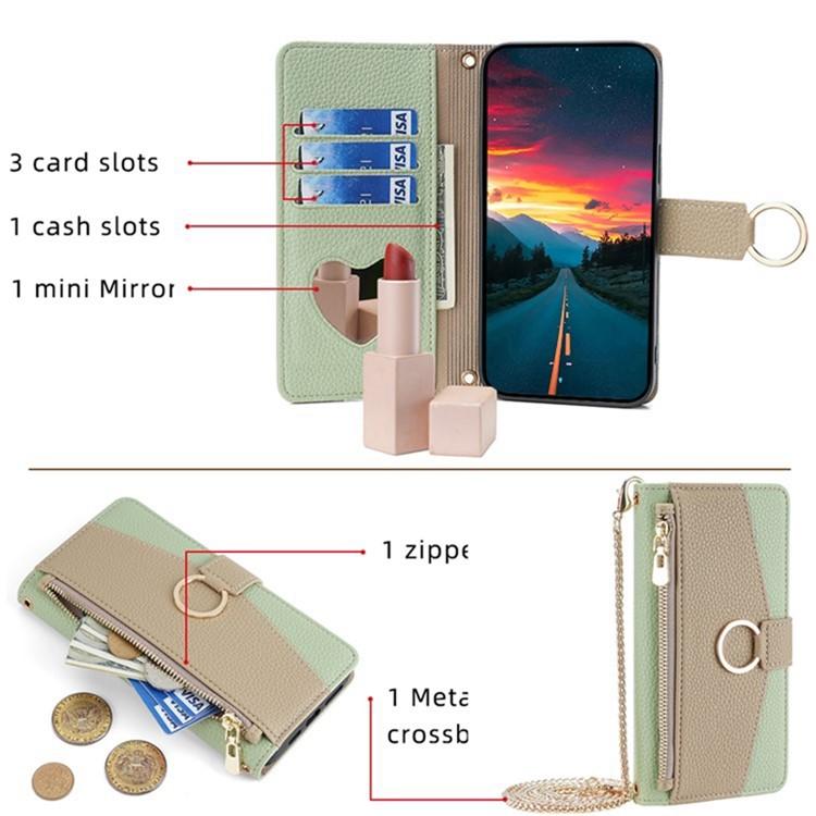 Funda Cruzada Cuero Textura Lichi para TCL 50 Nxtpaper 5G / 50 Pro Nxtpaper 5G (Verde)