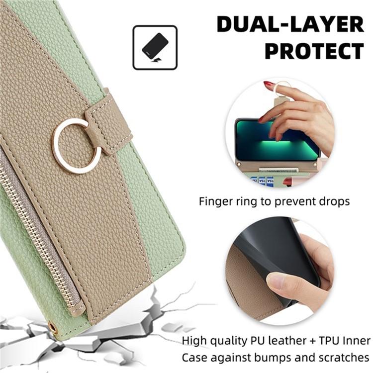 Funda Cruzada Cuero Textura Lichi para TCL 50 Nxtpaper 5G / 50 Pro Nxtpaper 5G (Verde)