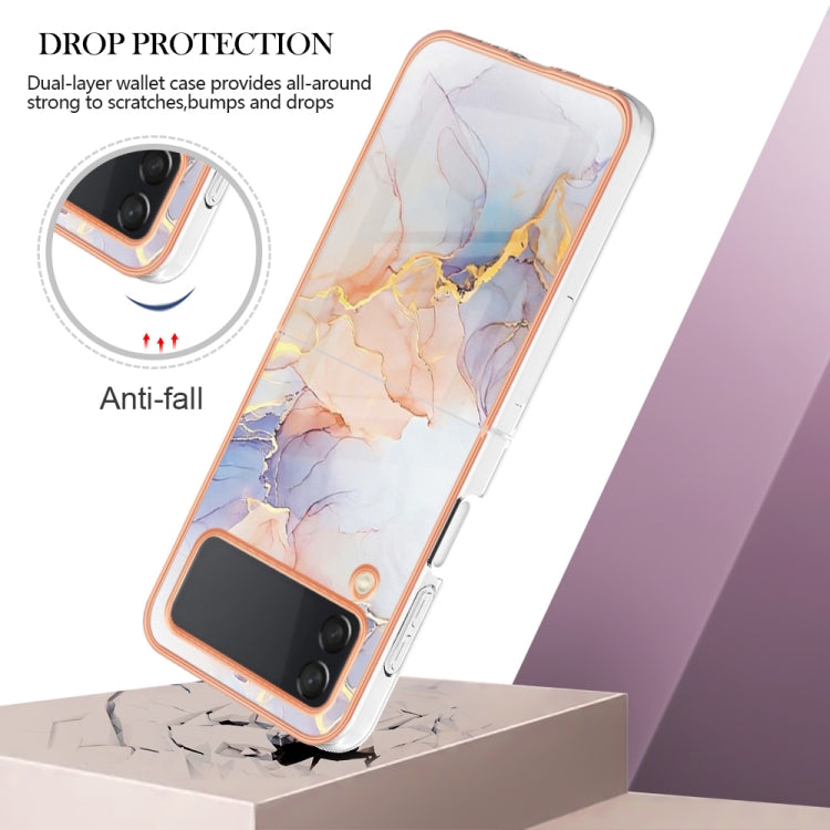 Caja de teléfono Samsung Galaxy Z Flip3 5G Imd TPU con Galvanoplastia (Mármol Blanco)