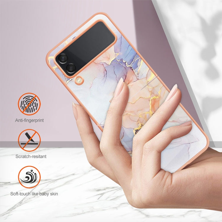 Caja de teléfono Samsung Galaxy Z Flip3 5G Imd TPU con Galvanoplastia (Mármol Blanco)