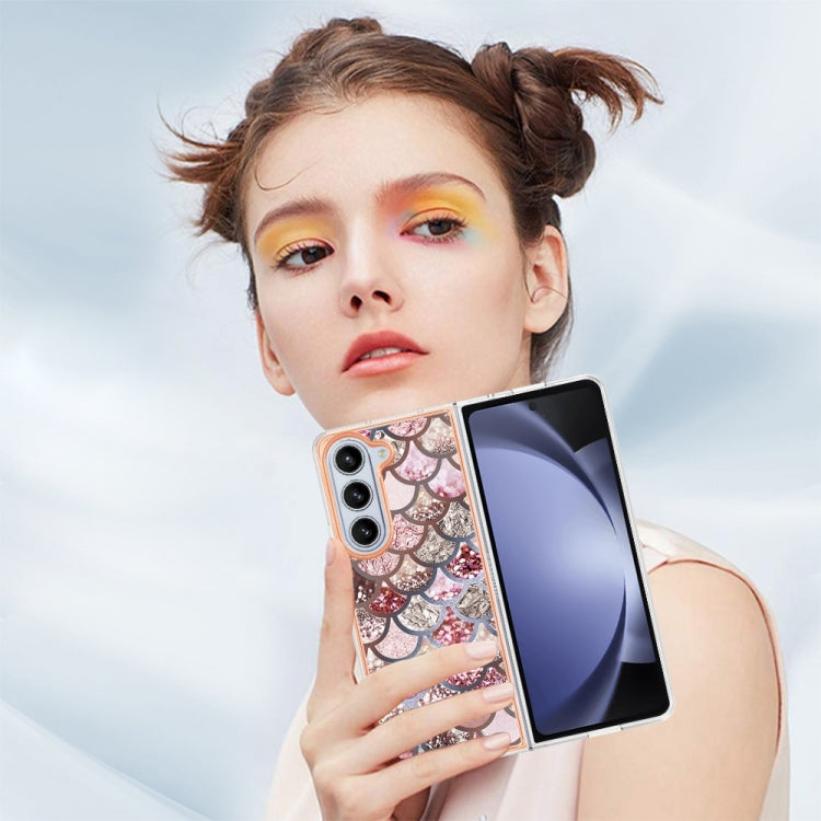 Caja de Teléfono Samsung Galaxy Z Fold5 5G Imd TPU con Galvanoplastia (Escamas Rosadas)