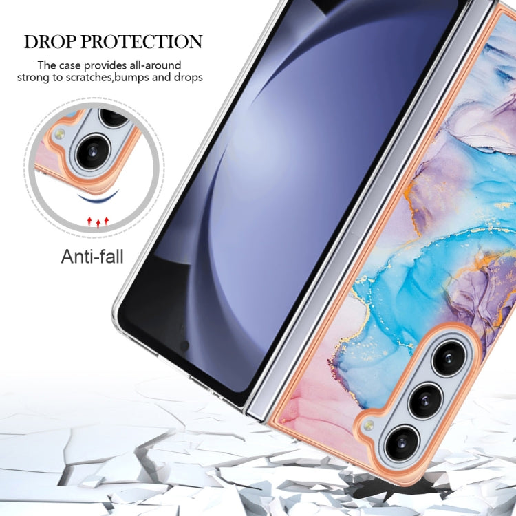 Caja de teléfono Samsung Galaxy Z Fold5 5G Imd TPU con Galvanoplastia (Mármol Azul)