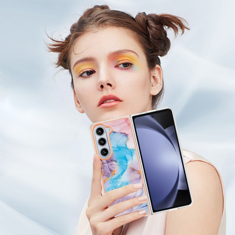 Caja de teléfono Samsung Galaxy Z Fold5 5G Imd TPU con Galvanoplastia (Mármol Azul)