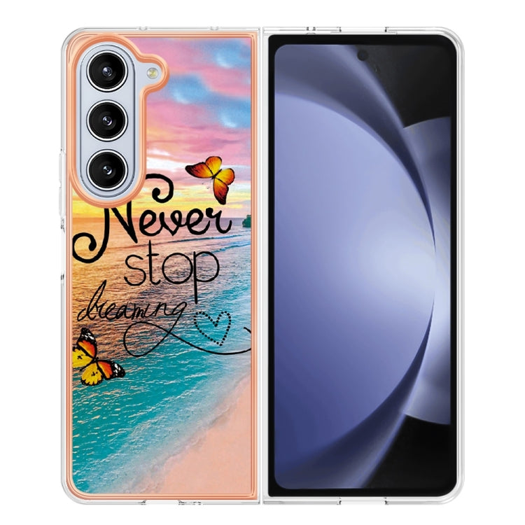 Caja de Teléfono Samsung Galaxy Z Fold5 5G Imd TPU con Galvanoplastia (Mariposa de Ensueño)