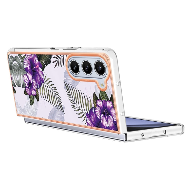 Caja de teléfono Samsung Galaxy Z Fold5 5G Imd TPU con Galvanoplastia (Flor Púrpura)