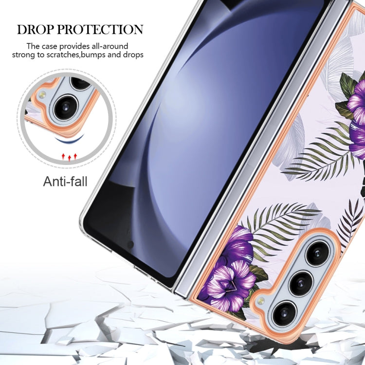 Caja de teléfono Samsung Galaxy Z Fold5 5G Imd TPU con Galvanoplastia (Flor Púrpura)