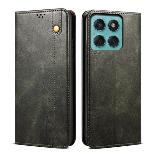 Funda de cuero con textura Crazy Horse para Motorola Moto G86 5G (verde)