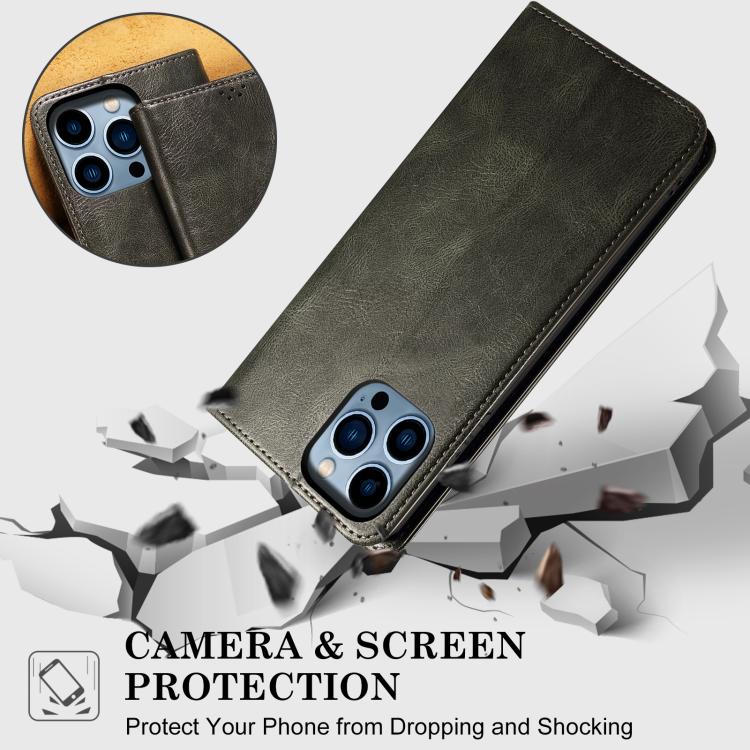 Funda de cuero con textura Crazy Horse para Motorola Moto G86 5G (verde)