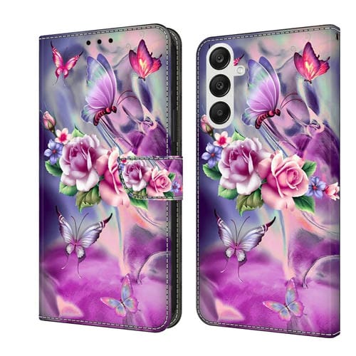 Funda Protectora de Cuero Samsung Galaxy A55 Crystal 3D a Prueba de Golpes (Mariposa)