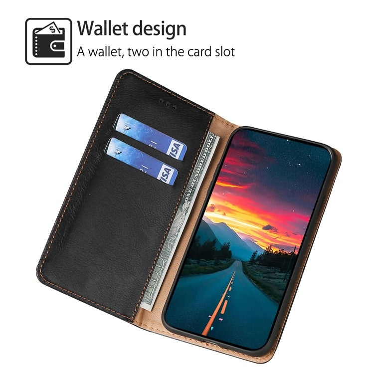 Funda de Cuero Magnética para Teléfono Itel A50C 4G con Acabado Brillante (Negro)