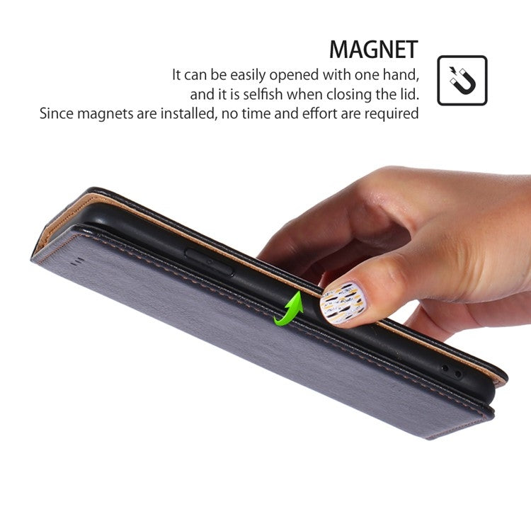 Funda de Cuero Magnética para Teléfono Itel A50C 4G con Acabado Brillante (Negro)