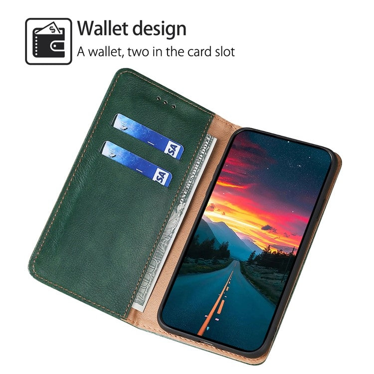 Funda de Cuero Magnética Itel A50C 4G con Acabado Brillante (Verde)