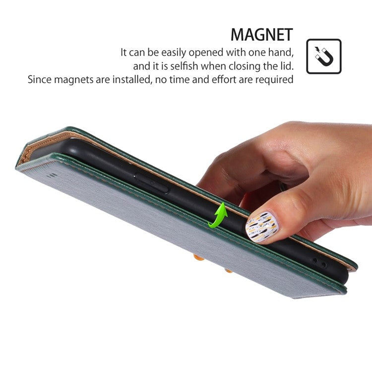 Funda de Cuero Magnética Itel A50C 4G con Acabado Brillante (Verde)