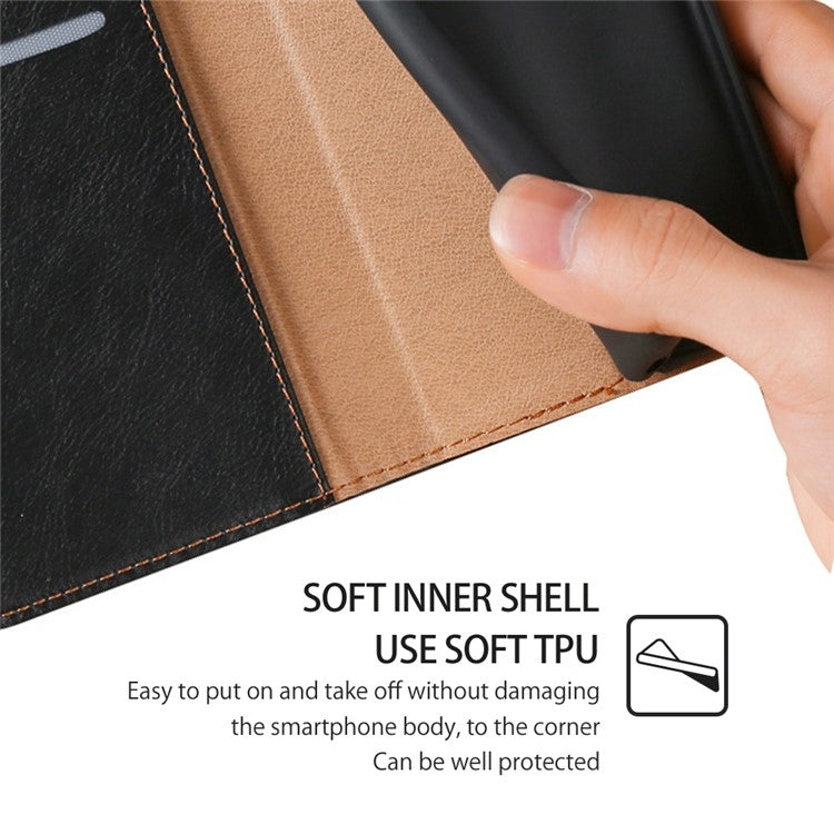 Funda de Cuero Magnética para Teléfono Itel P65 con Acabado Brillante (Negro)