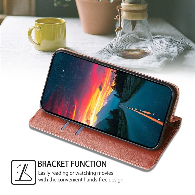Funda de Cuero Magnética para Teléfono Itel P65 con Acabado Brillante (Oro Rosa)
