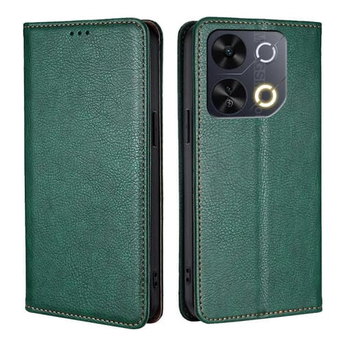 Funda de Cuero Magnética para Teléfono Itel P65 con Acabado Brillante (Verde)