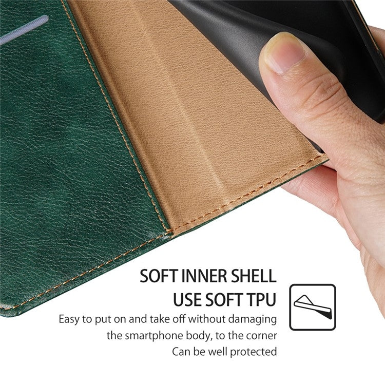 Funda de Cuero Magnética para Teléfono Itel P65 con Acabado Brillante (Verde)
