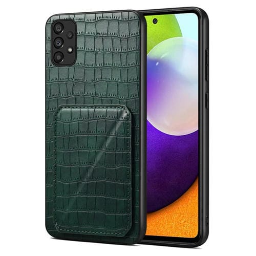Funda Trasera Samsung Galaxy A52 4G 5G Denior Piel de Cocodrilo Imitación con Soporte (Verde)