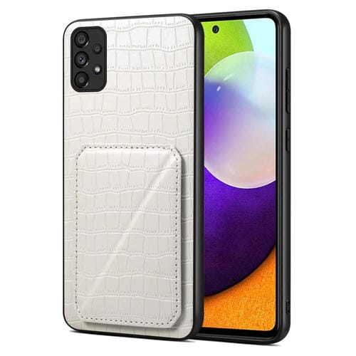 Funda trasera Samsung Galaxy A52 4G 5G Denior piel cocodrilo con soporte (Blanco)