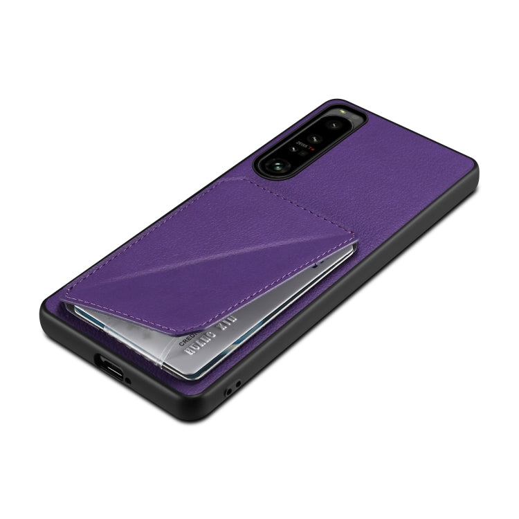 Funda Trasera para Sony Xperia 5 III Denior de Piel de Becerro de Imitación con Soporte (Púrpura)