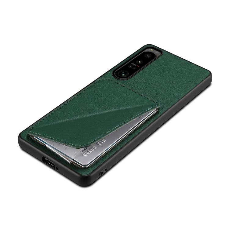 Funda Trasera Sony Xperia 5 III Denior Piel de Becerro Imitación con Soporte (Verde)