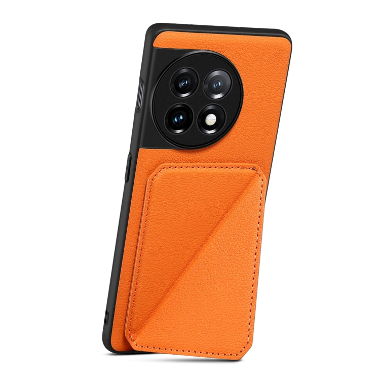 Funda para OnePlus Ace 2 Pro 5G Denior con Parte Trasera de Piel de Becerro de Imitación y Soporte (Naranja)